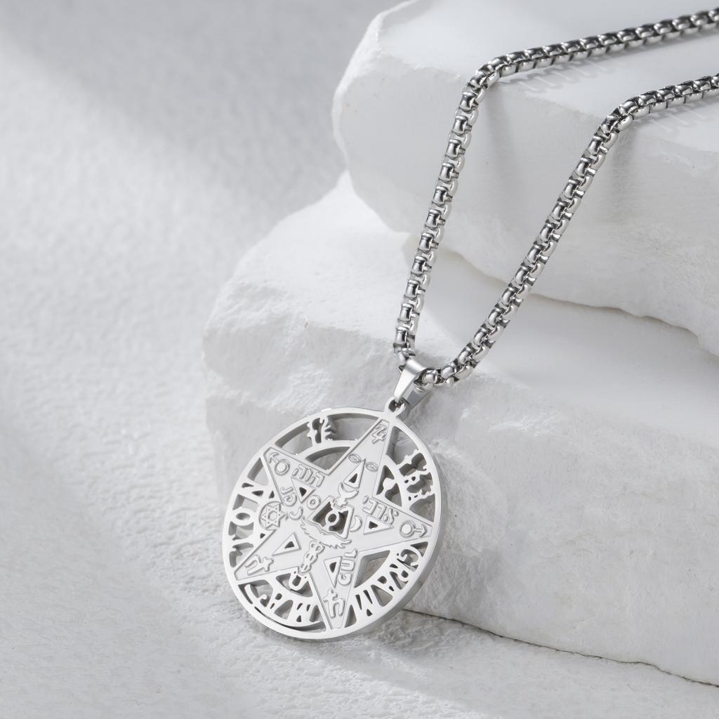 Tetragrammaton Pentagramm Halskette für Damen Herren Pentakel Anhänger Stern Hexe Wicca Heidnisch Hexen Schmuck Sterne Halsketten Geschenke