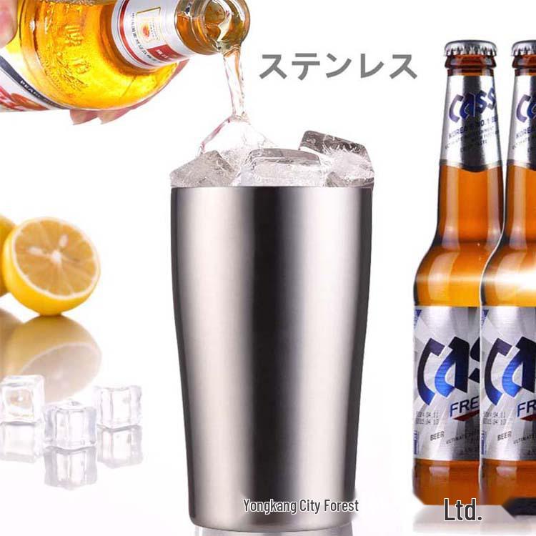 

Двошарова пивна кружка з нержавіючої сталі з ручкою - Універсальна для кави, чаю або молока