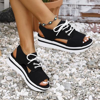 Sommer Neue Mode Peep Toe Flache Schuhe für Frauen Casual Plateau Sandalen Komfort Designer Höhe Erhöhen Strand Schuhe
