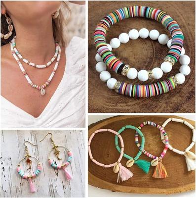 1 String 350PCS 6mm Fashion Polymer Clay Pearlescent Powder Spacer Loose Beads DIY For Bracelets Necklace Jewelry Making