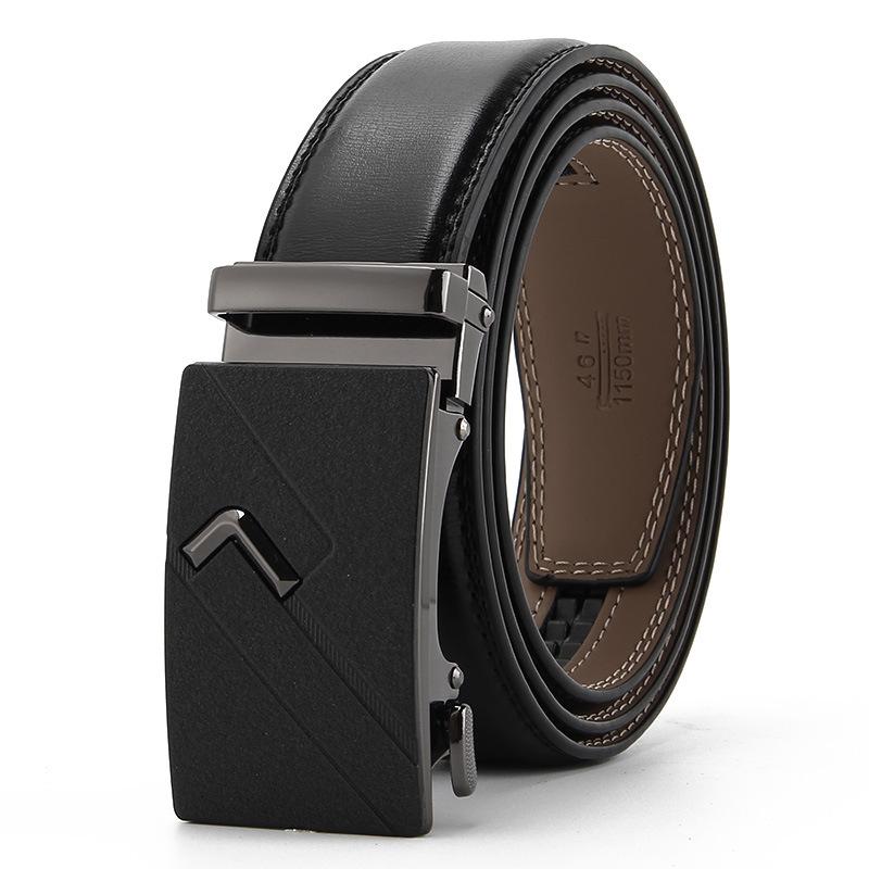 

Матовый ремень с автоматической пряжкой, двухслойная коровья кожа, деловой и повседневный, мужской модный ремень 110-130cm
