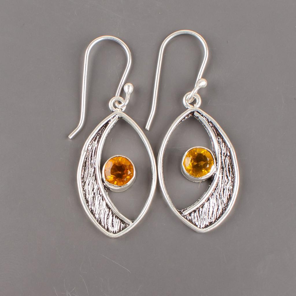Citrine Gemstone 925 Sterling Silver Jewelry Handmade Drop/Dangle Earrings 1.60" EE-61-2