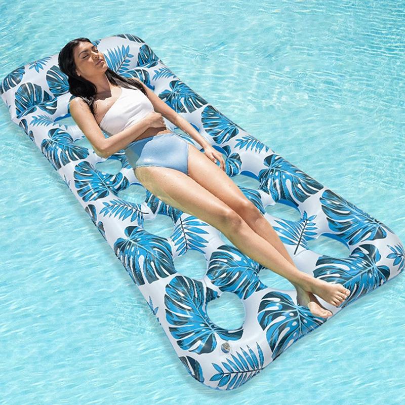Floating Bed Foldable Waterproof Strong Bearing Capacity Floating Row Leakproof PVC Maple Leaf Inflatable Recliner Beach Supply