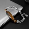 Fashion retro stainless steel chain splicing tiger's eye titanium steel men's bracelet