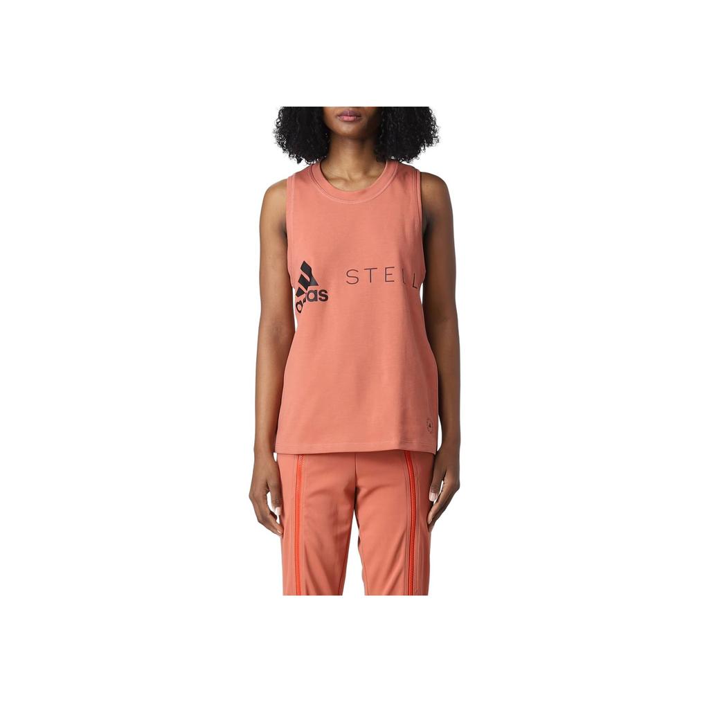 Adidas Logo Print Round Neck Sleeveless Sports Vest Women Vests Orange HR2217