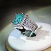 925  New Arrival With Cotton Wool Imitation Natural Paraiba Full Diamond Ring For Women Birthday Party Jewelry Gift