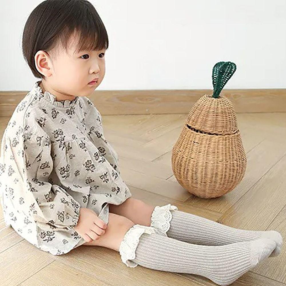 Lace Stuff Knee High Socks Cotton Long Socks Baby Dress Ruffle Stockings