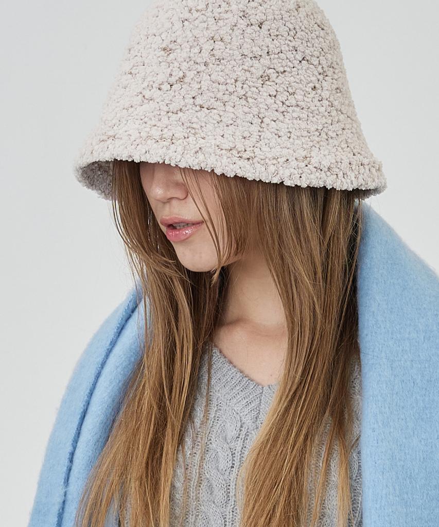 THE-ABON Boucle Over Bucket Hat Wine
