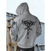 Men's Retro Double Dragon Head Pattern Hooded Sweatshirt, Regular Fit, Perfect for Autumn and Winter