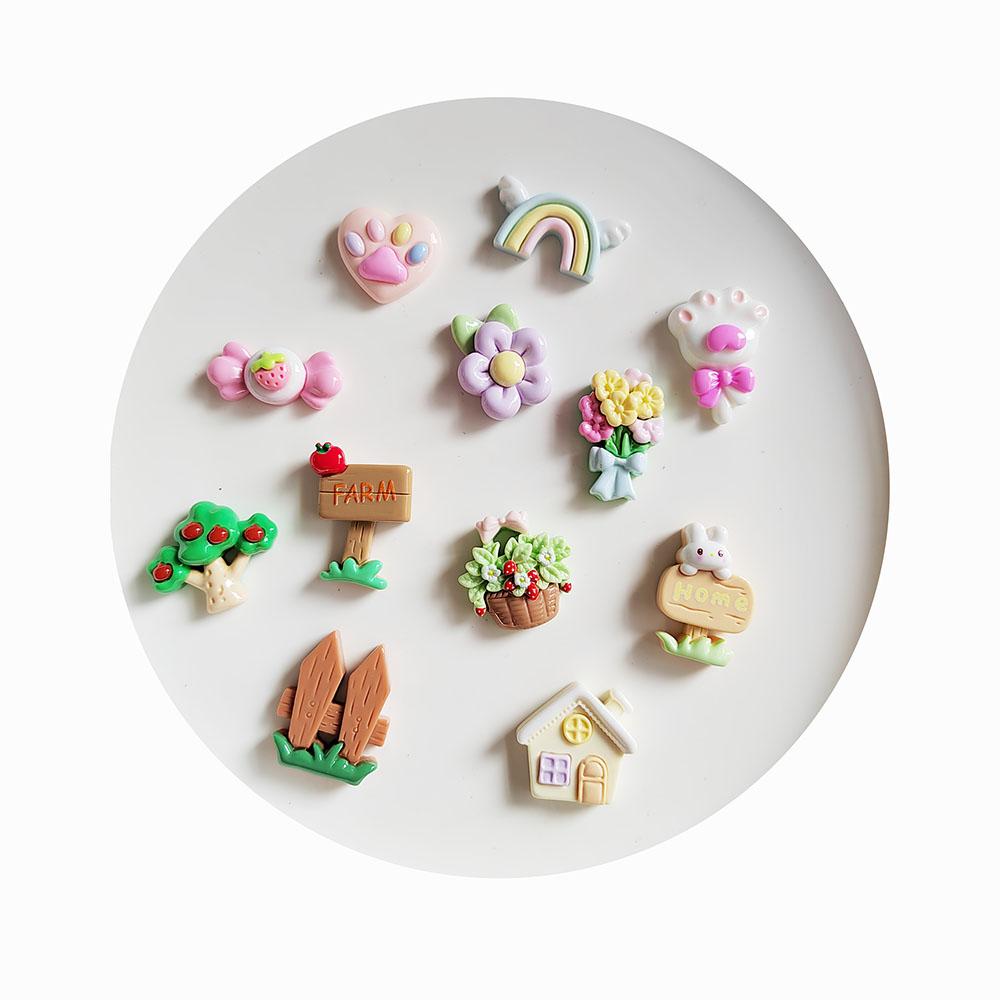 Kawaii Resin Heart Flower Candy Flatback Cabochons Scrapbooking Crafts for Jewelry DIY Phone Shell Decoration