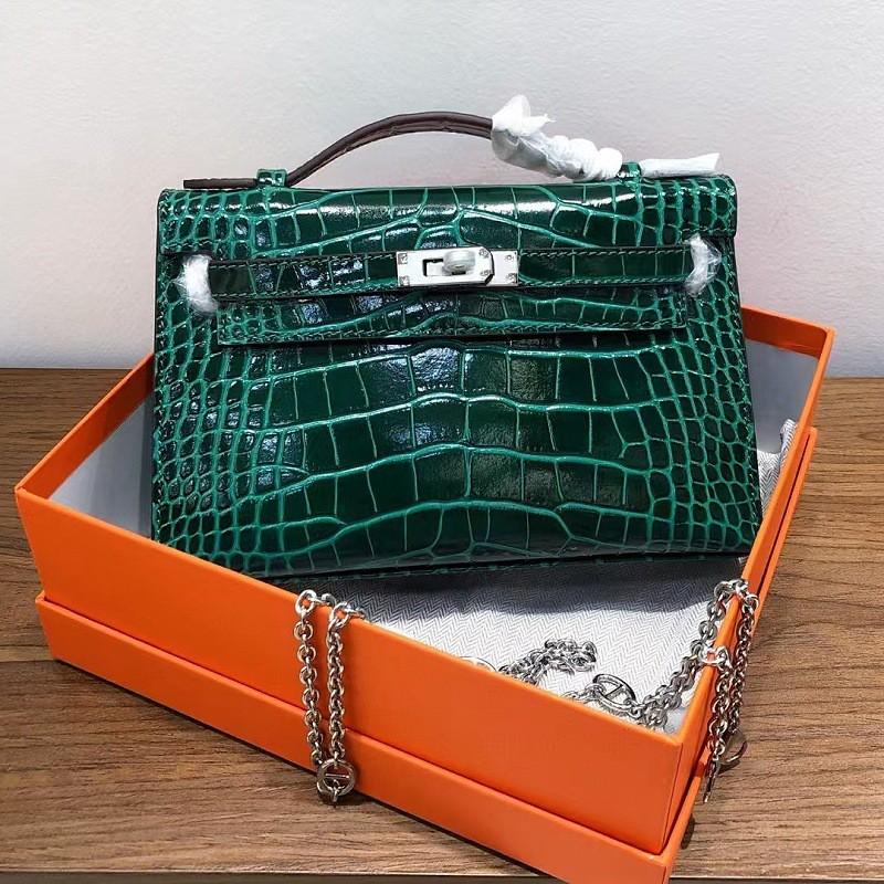 Genuine Leather Crocodile Handbag Crossbody Bag Women Small Size
