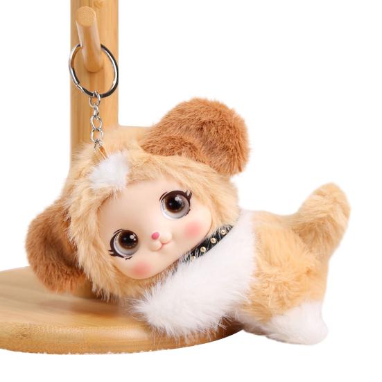 

Cute Fluffy Animal Pendant Soft Fluffy Baby Face Cat Tiger Rabbit Panda Puppy Key Ring for Backpack Keys Stress Relief Gift Accessory E