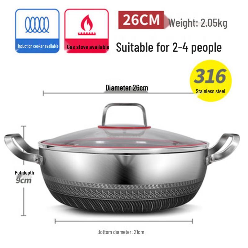 Yoshida Craftsman 26cm 316 Stainless Steel Multi-Cooker with Lid