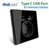 Priză de interfață tip C, panou acrilic Standard francez UE Priză standard francez standard german cu USB