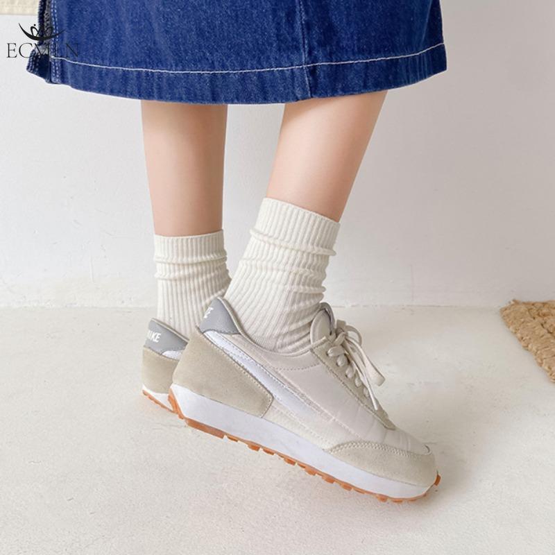 Autumn Winter Red Brown Color Series Women Loose Socks Rib Cotton Fashion Basic Daily Classic Sock Female