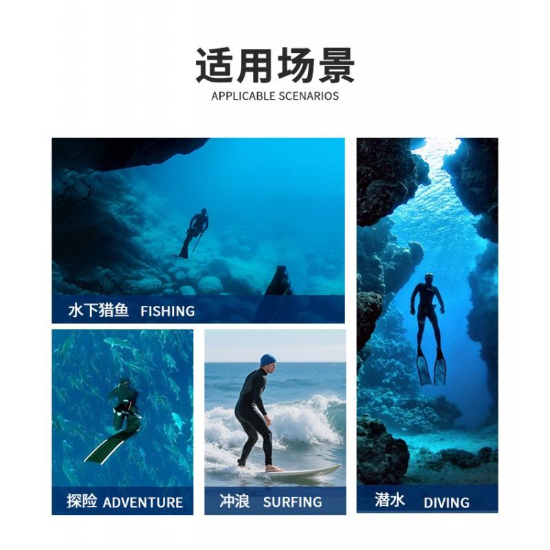 5mm Neoprene Wetsuit Set Men Two-Piece Hooded Warm Suit Front Zipper Snorkeling Fishing Water Sports
