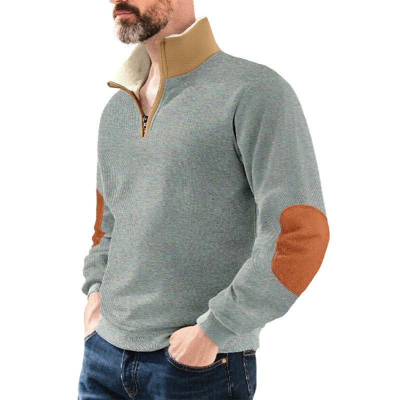 Fleece Sweatshirt for Men Long Sleeve Pullover Quarter Zipper Up Stand Collar Winter Fall Sweat Shirts Men's Turtleneck Pullover Mock Neck Henley Tops