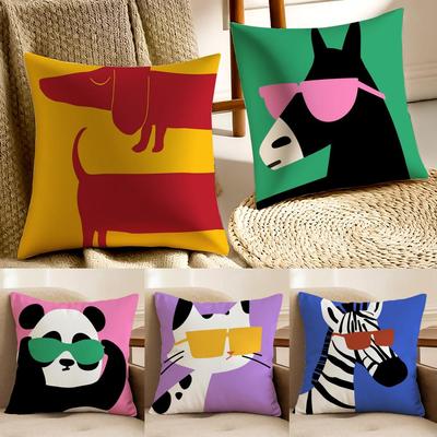 Cartoon Animals Cushion Cover Pillowcase Antidustmite Living Room Sofa Decor Cushion Room