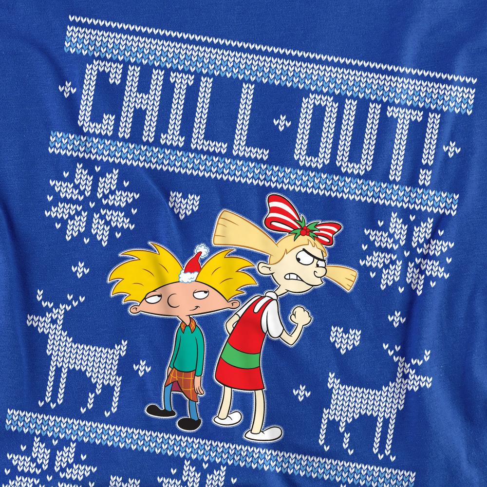 Hey Arnold! Unisex Adult Chill Out Arnold & Helga Christmas Jumper Sweatshirt