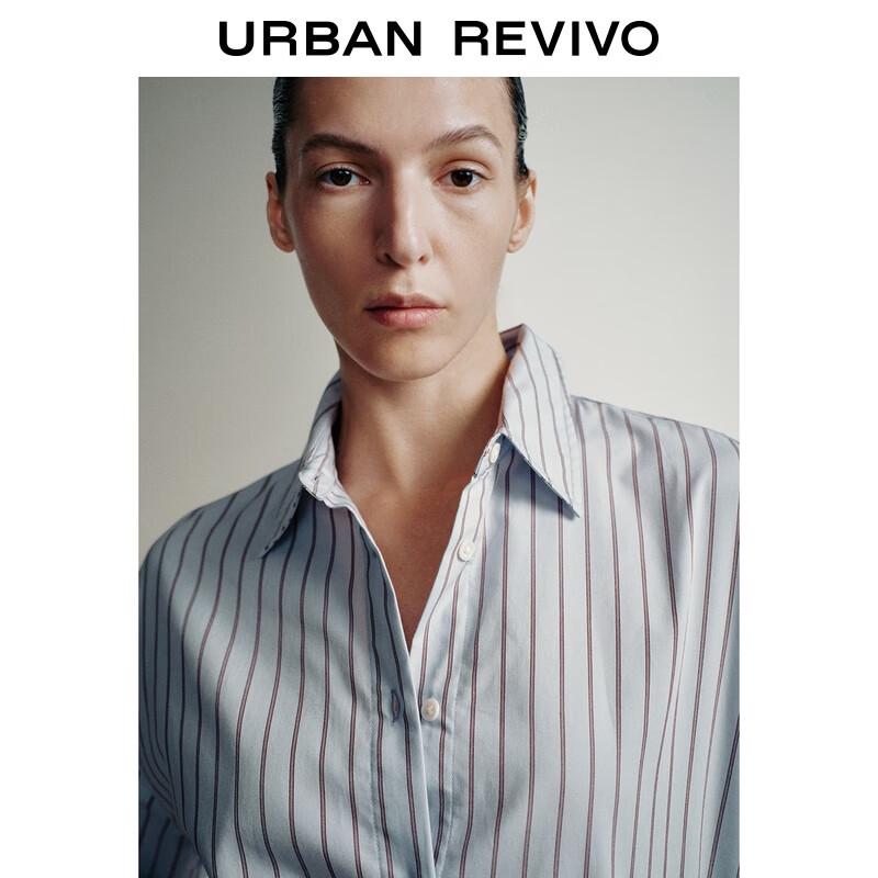 UR 2025 Autumn Women's Vertical Stripe Long Sleeve Shirt