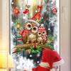 Christmas Branch Cartoon Owl Glass Sticker Christmas Window Decoration Sticker Self-adhesive Wall Sticker