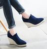  Women High Heels Espadrilles Shoes Causal Suede Pumps Wedges Platform Pointed Toe Sip On Zip Skid Resistance Comfort