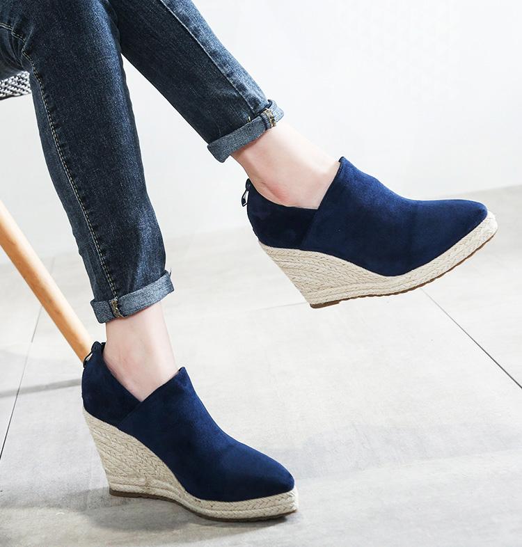 Women High Heels Espadrilles Shoes Causal Suede Pumps Wedges Platform Pointed Toe Sip On Zip Skid Resistance Comfort