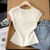 Damen V-Ausschnitt Strick-T-Shirt aus Wollmischung und Eis seide