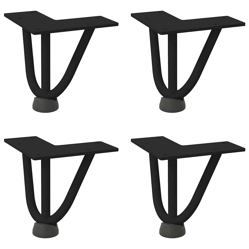 Vidaxl Nogi Do Stołu Hairpin, 4 Szt., Czarne, 10 Cm, Lita Stal