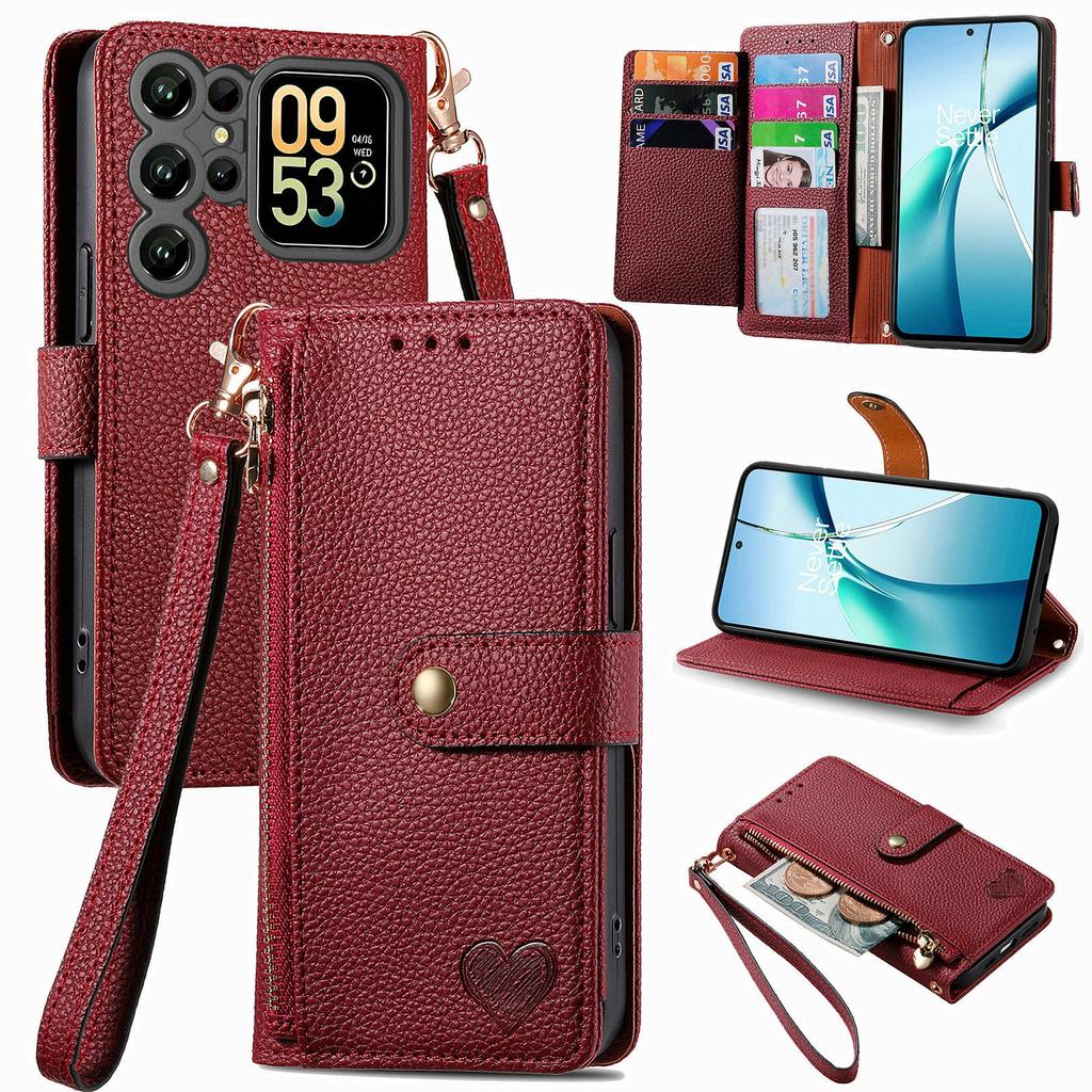 For Oukitel C62 Case RFID Blocking Zipper Pocket Leather Wallet Phone Cover with Strap