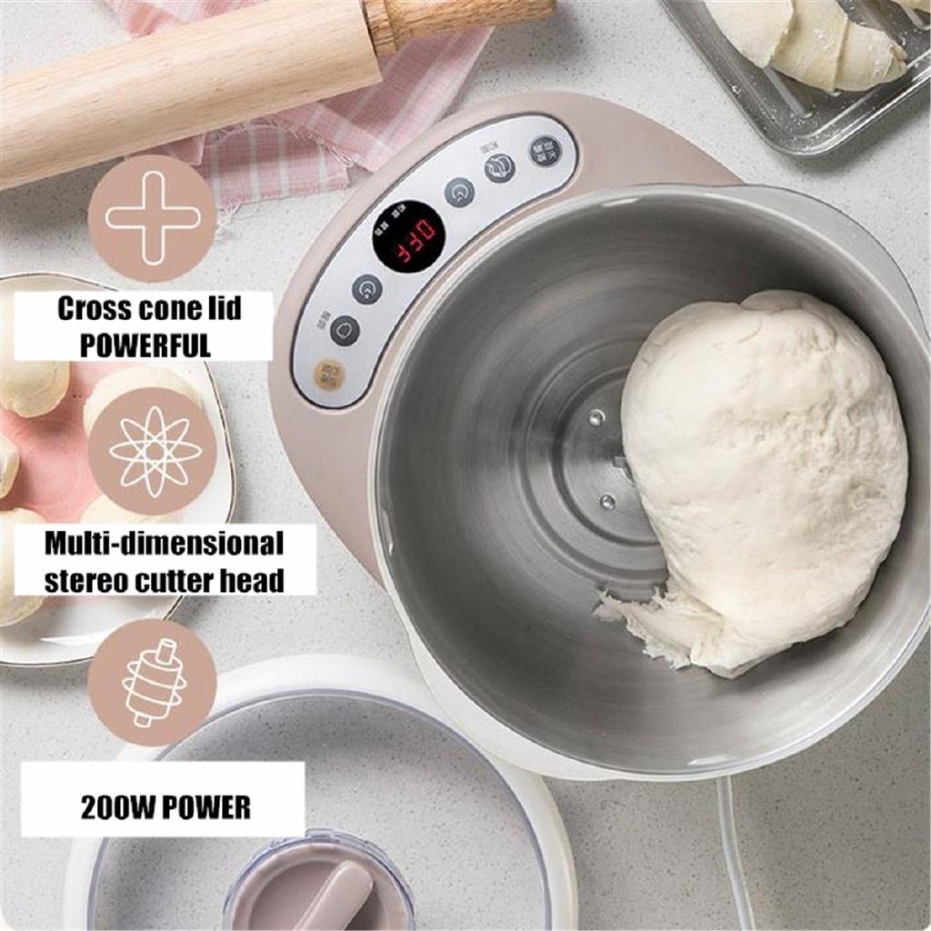 5L Electric Automatic Dough Mixer Fermenting Kneading Machine Stainless Steel Bread Cake Noodle Maker Kitchen 200W