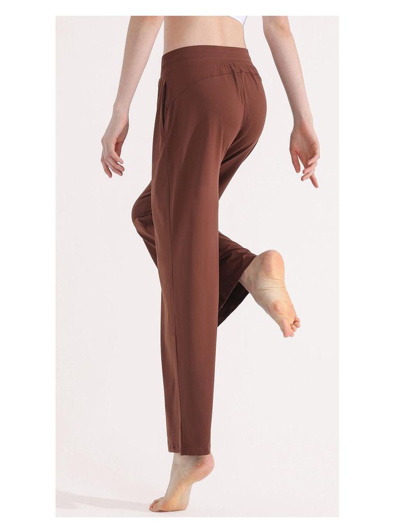 Women's High-Waist Wide-Leg Summer Yoga Pants - Lightweight, Loose, Slimming Casual Trousers with Drawstring.
