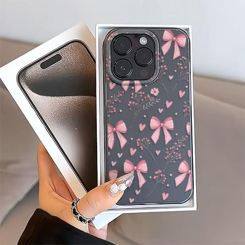 Pink Butterfly Flower Soft Frosted Transparent Case for Apple iPhone 11, XS, 14 Pro Max, 15, 16, 16 Pro