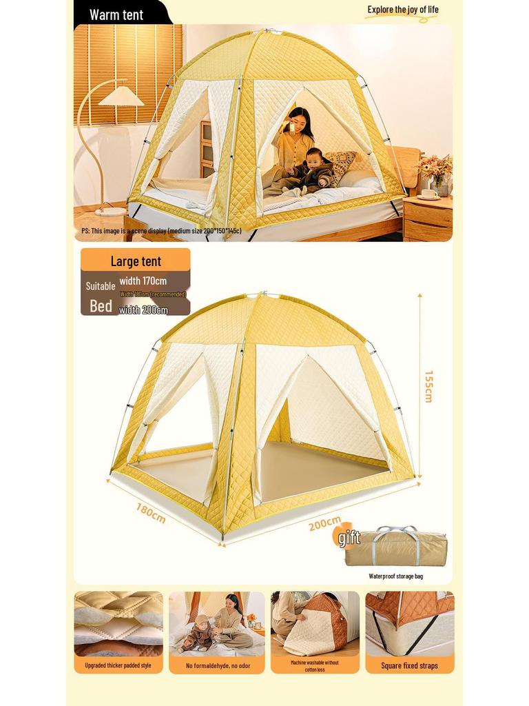 Winter & Autumn Insulated Windproof Tent with Clip-On Cotton for Adults & Kids