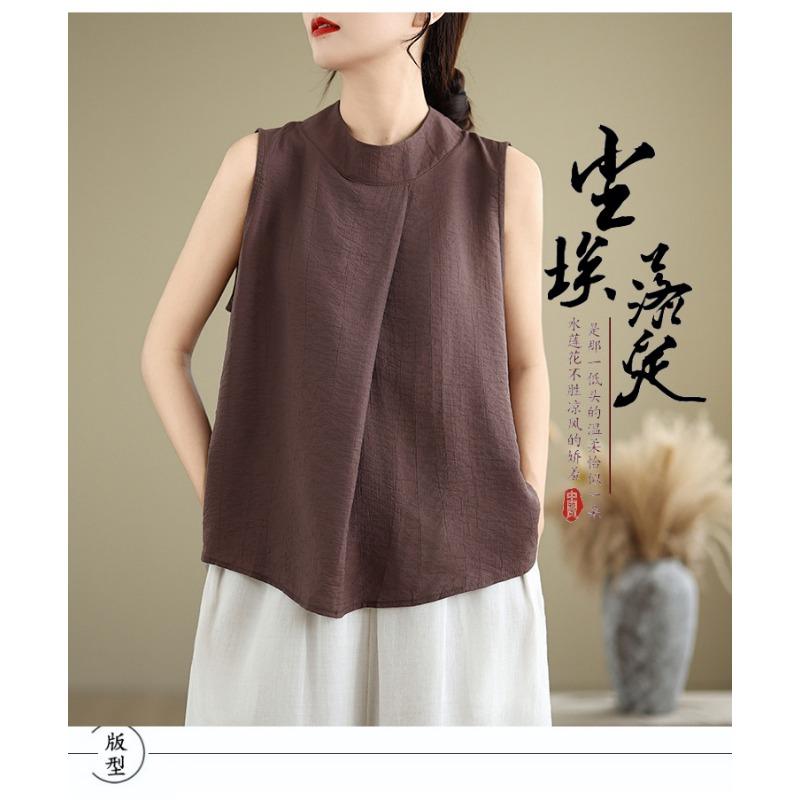 Women Loose Sleeveless Cotton Linen Summer Casual Top