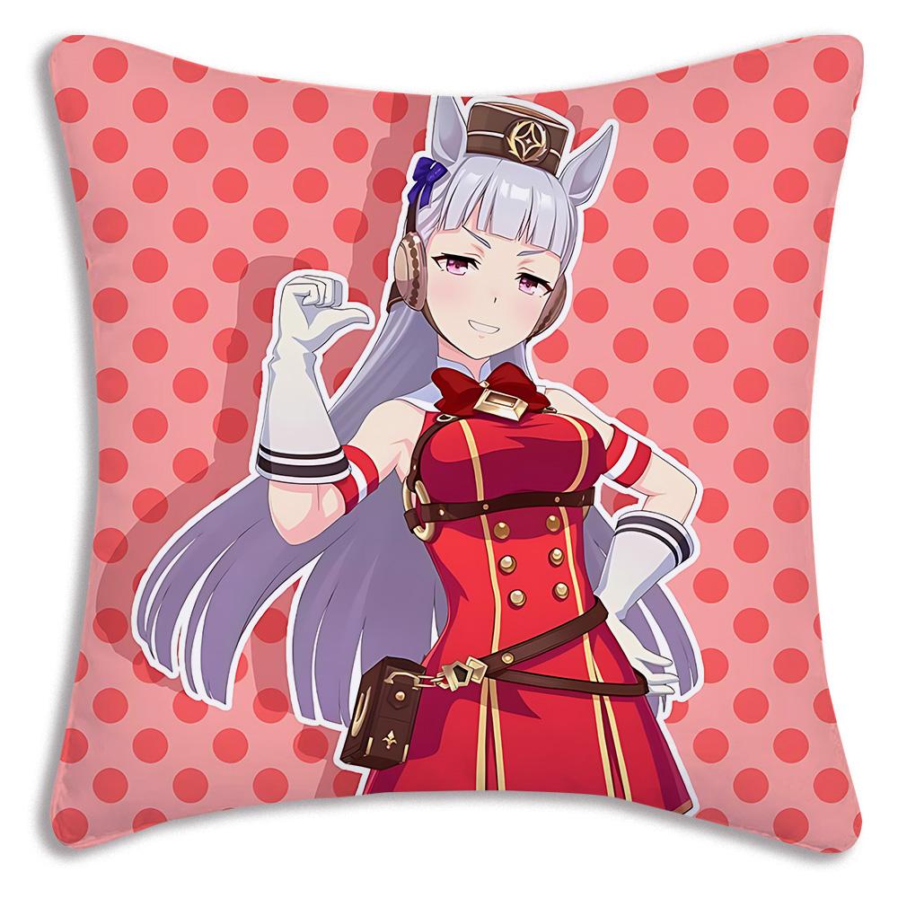Anime Uma M-Musume Pretty Derby Pillow Covers Cartoon Sofa Decorative Home Double-sided Printing Short Plush Cute Cushion Cover