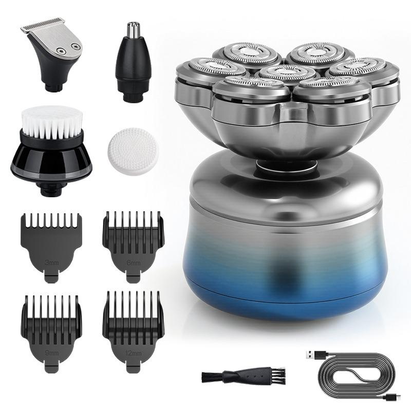 Shaved Head Haircut Intelligent Men's Clean-shaven Head Seven-blade Head Electric Shaving Razor Rechargeable Beard Scraper