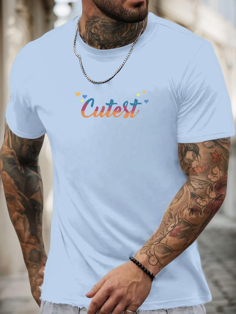 Kurzarm T-Shirt Niedlichstes Herren 100% Baumwolle Muster Gedrucktes Hemd Sommer Rundhals Atmungsaktiv Lässig Mode Cooles T-Shirt
