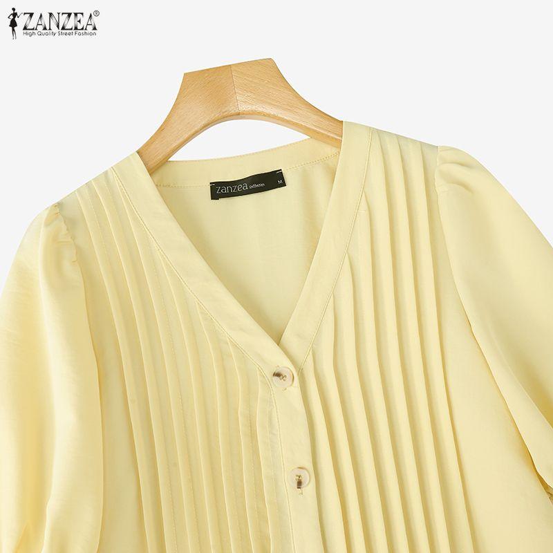 ZANZEA Women Casual V-Neck Loose Summer Half Sleeve Dress