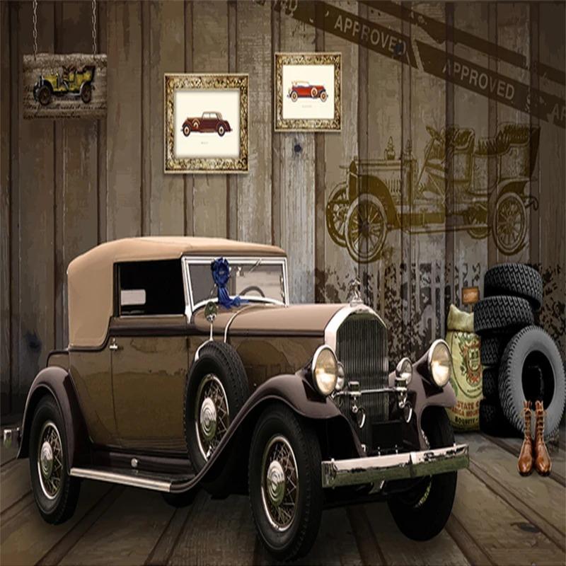 Wallpaper European Style Mural Retro Car Photo Wall Painting Restaurant Cafe Bar Study Creative Home Decor Wall Paper