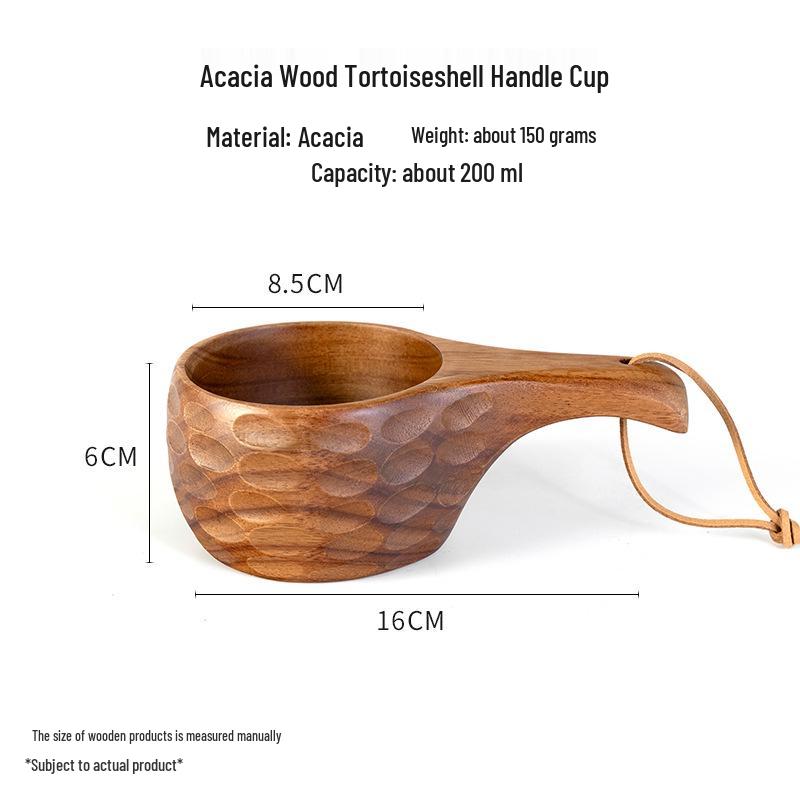 South American Walnut Coffee Cup with Finnish Design and Anti-Scald Acacia Wood Lanyard Handle