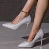 Fashion Fashion High Heels Sexy Shoes Women Pumps Large Size 34-43 White Stiletto Heel Patent Leather Office Wedding Shoes Zapatos Mujer