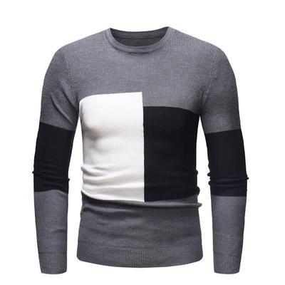Νέο πουλόβερ ανδρικό τρίχρωμο πλεκτό Splice Slim Fit Λεπτό πουλόβερ με τάση μόδας