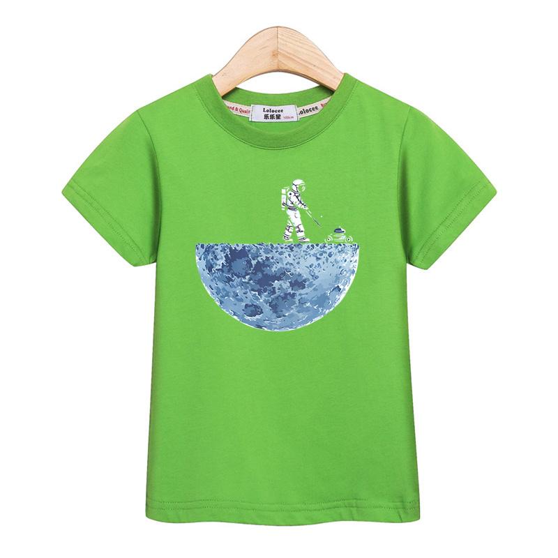 Astronaut New Cartoon T-shirt Boys Summer Shirt Children Short Sleeved Tops Spaceman Clothes
