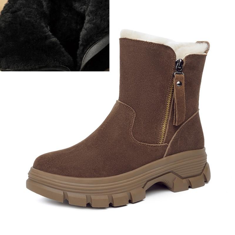 

High Quality Winter Women s Suede Cotton Boots Wool Keep Warm Women s Ankle Boots Plush Women Snow Boots Botas Mujer Botas Mujer 43