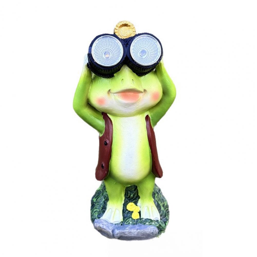 

Sun Resistant Frog Garden Ornament Whimsical Frog Sculpture for Patio Solar Frog Statue Garden Sculpture for Outdoor