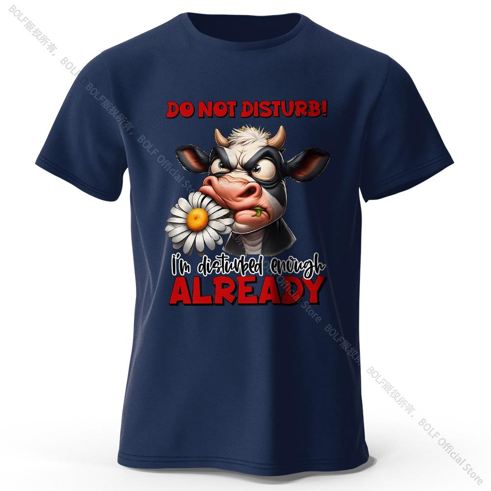 

Футболка с принтом мультяшной коровы, 100% хлопок, мягкая и дышащая, с круглым вырезом и коротким рукавом, унисекс, забавный и причудливый стиль XXXL тёмно-синий