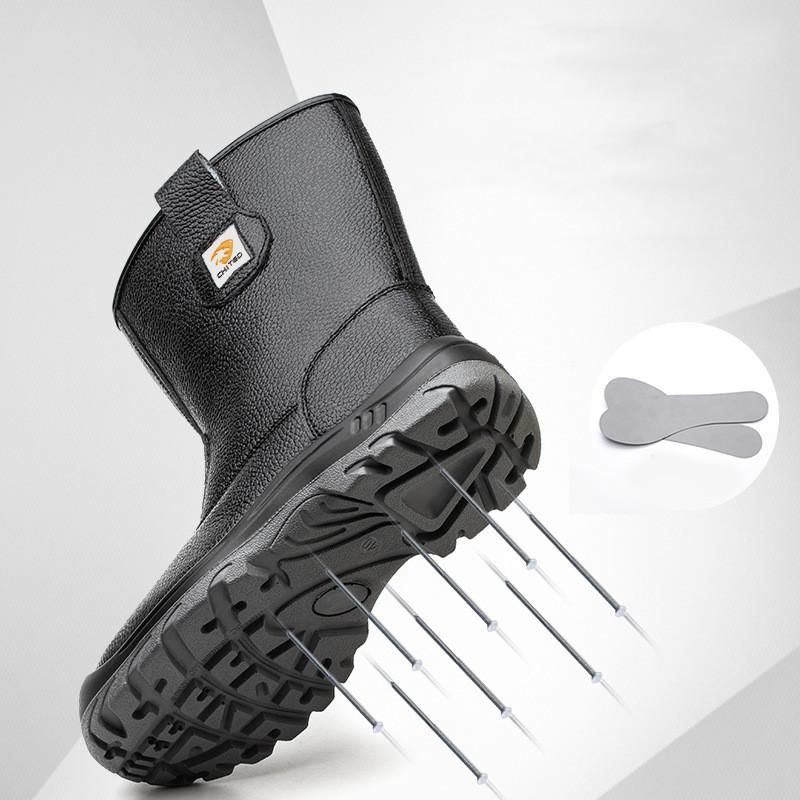 Mens Casual High Steel Toe Caps Safety Boots Soft Leather Working Shoes Worker Tooling Security Boot Long Safe Botas Footwear