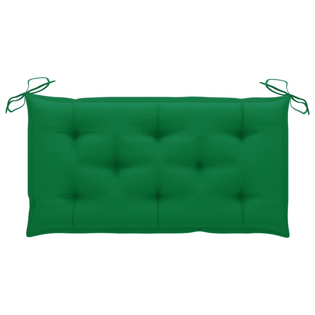 Garden Bench with Green Cushion 112 cm Solid Teak Wood