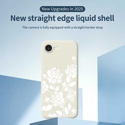 Für iPhone 16e Hülle Weißes Hohles Blumenmuster Druck Gerader Rand TPU Handy Rückseite